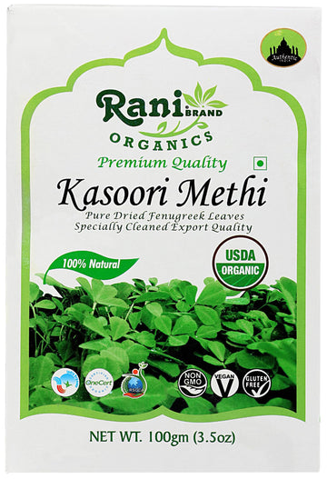 Rani Organic Fenugreek Leaves Dried (Kasoori Methi) 3.5oz (100g) ~ All Natural | Vegan | Gluten Friendly | NON-GMO | Indian Orig