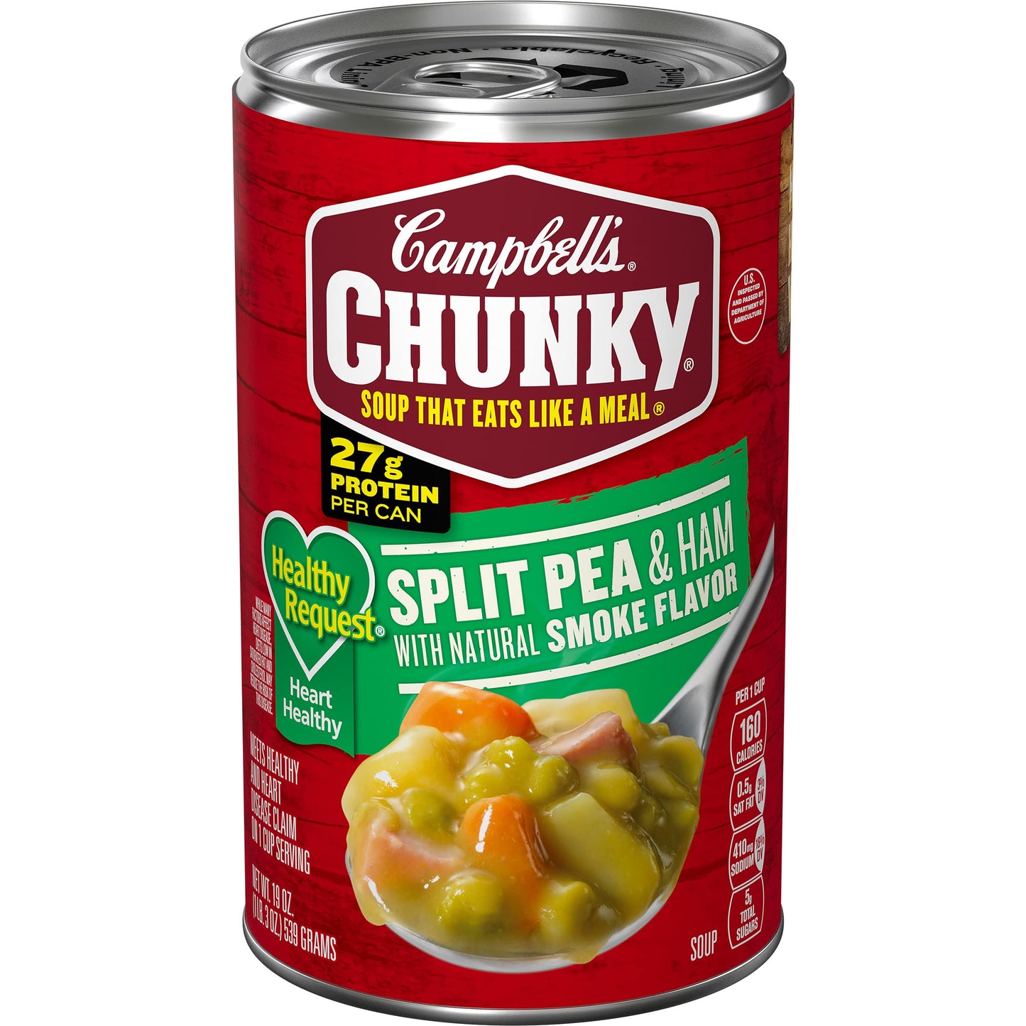 Campbell s Chunky Healthy Request Split Pea Soup With Ham and Natural Smoke Flavor, 19 oz Can (12 Pack)