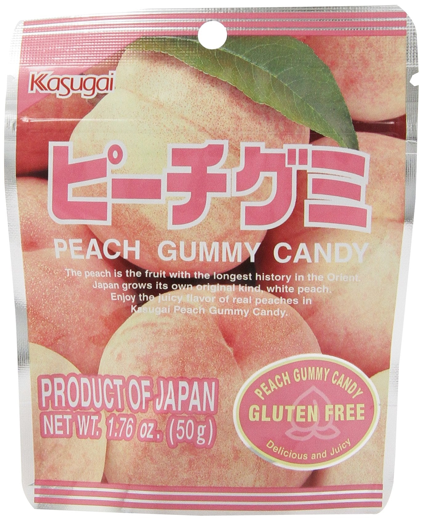 Kasugai Gummy Candy Stand Pack, Peach, 1.76 Ounce (Pack Of 12)