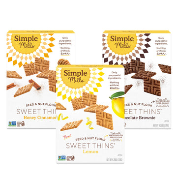 Simple Mills Sweet Thins New Cookies Variety Pack, Seed and Nut Flour (Lemon, Honey Cinnamon, Chocolate Brownie) - Gluten Free, 