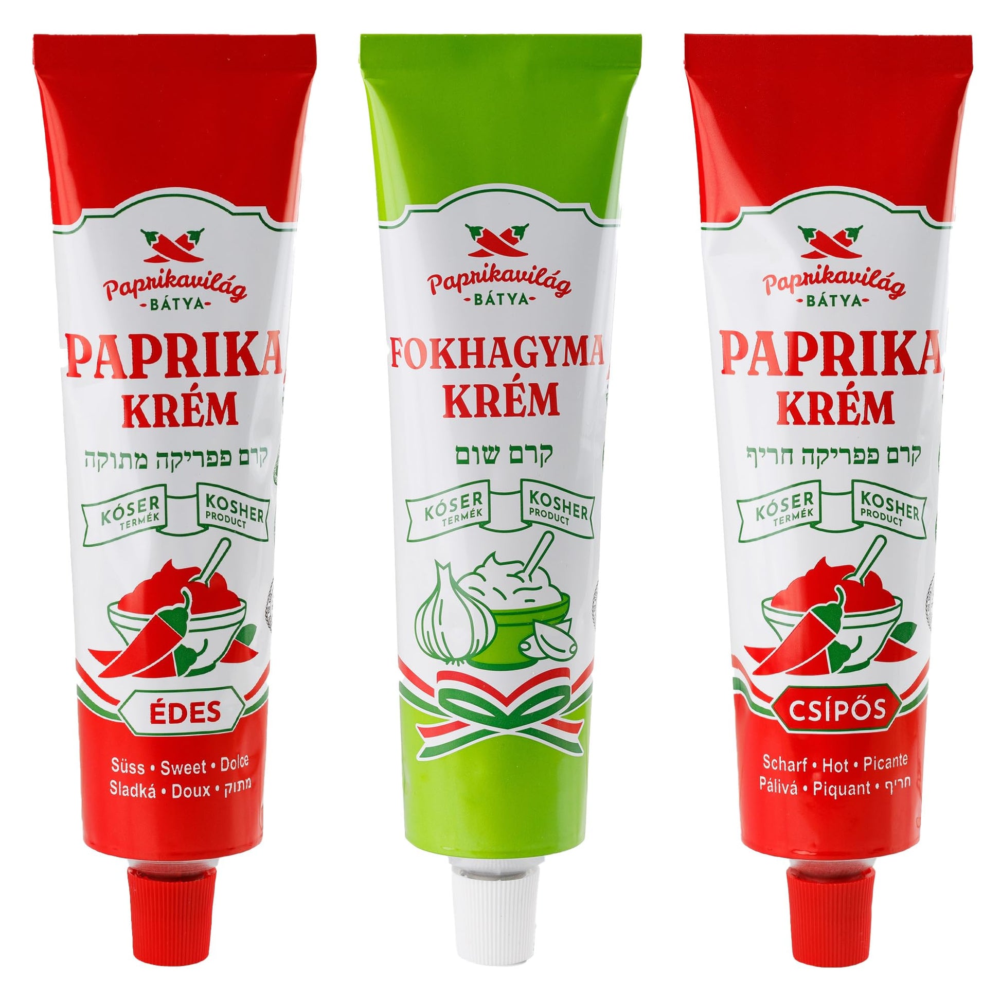 Hungarian Paprika & Garlic Paste (3x160g/5.6oz) Certified Kosher, Economy Pack, Imported from Hungary