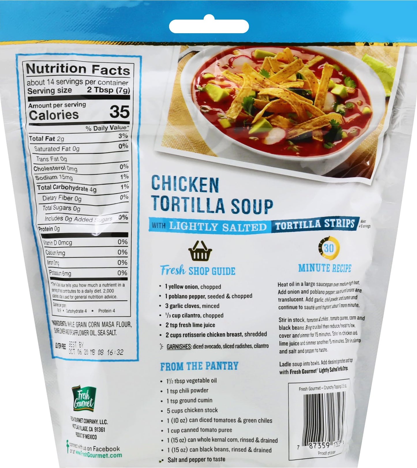 Fresh Gourmet Lightly Salted Tortilla Strips | 3.5 Ounce, Pack Of 9 | Low Carb | Crunchy Snack And Salad Topper