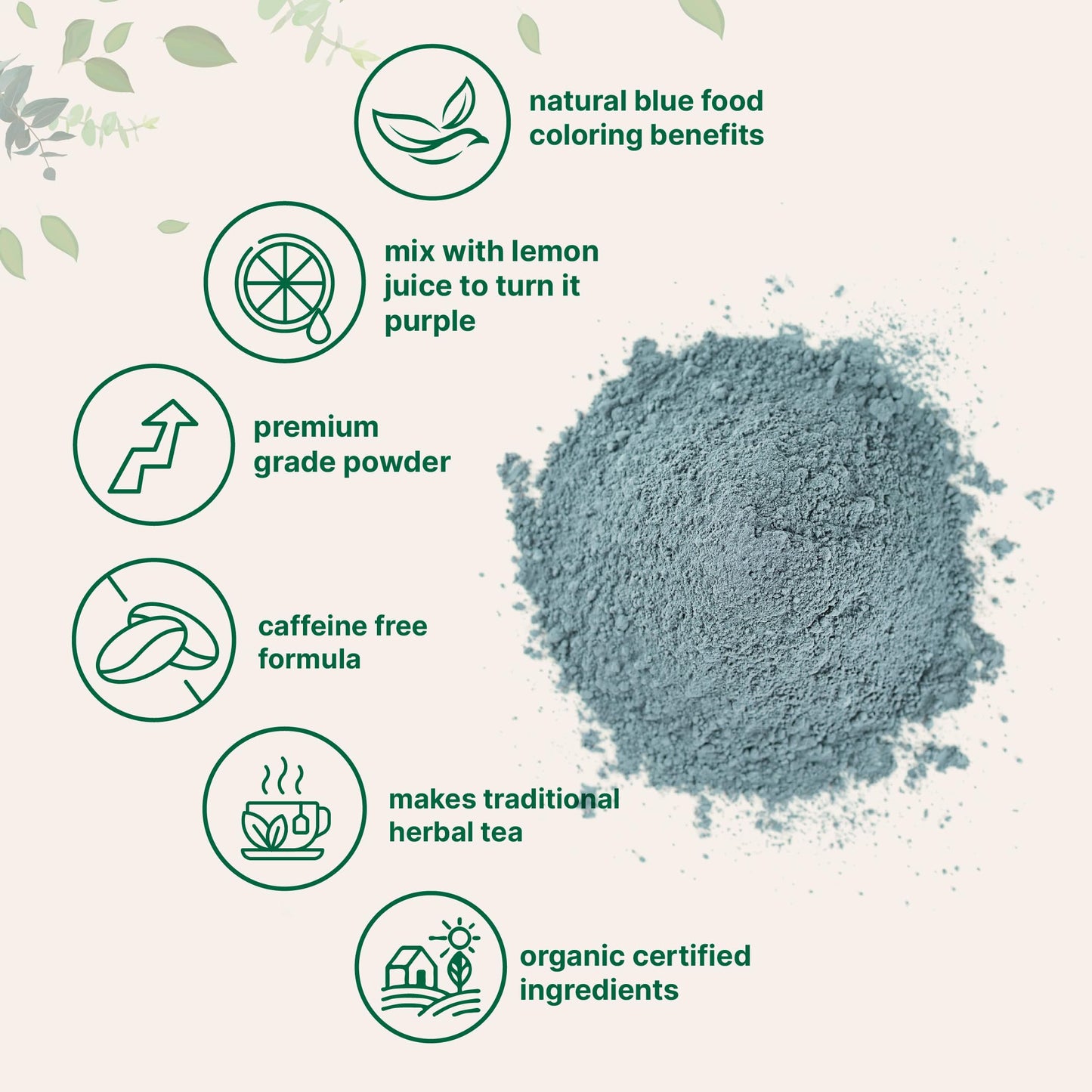 Micro Ingredients Organic Butterfly Pea Flower Powder, Caffeine-Free Herbal Tea, 8 oz, Non-GMO, Natural Blue & Purple Color