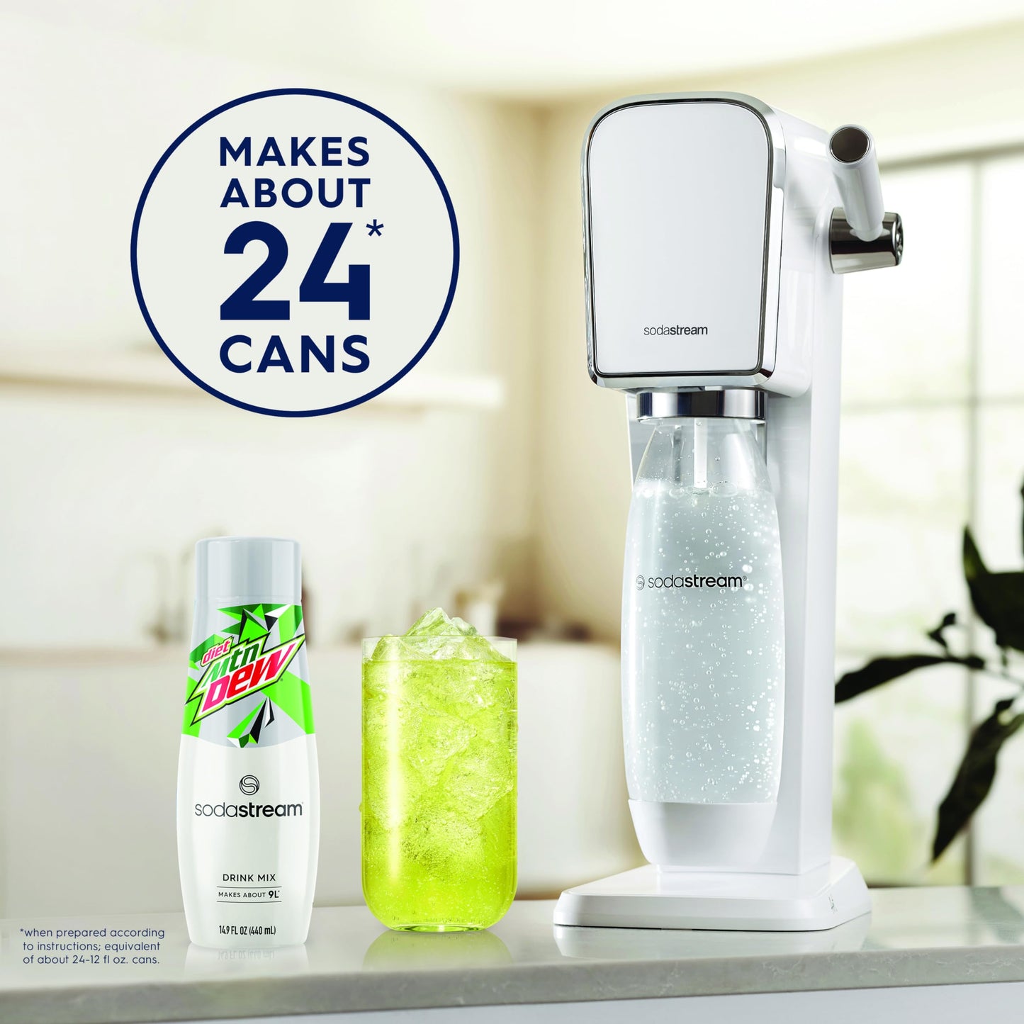 SodaStream Diet Mountain Dew Soda Drink Mix, Zero Calories, 51mg Caffeine, 14.9 Fl Oz (Pack of 4)