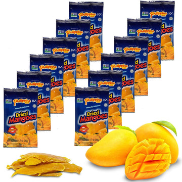 Philippine Brand Dried Mangoes Fruit Snacks {12 PACK} All Naturally Gluten Free, Vegan, Hand-Selected Delicious Fresh Mangos fro