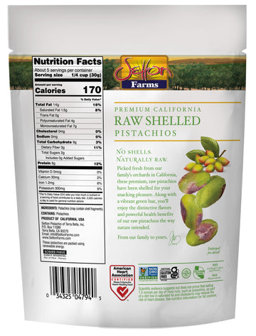 Setton Farms Shelled Pistachios, Non-GMO, Gluten Free, Vegan, 5 Oz, Raw