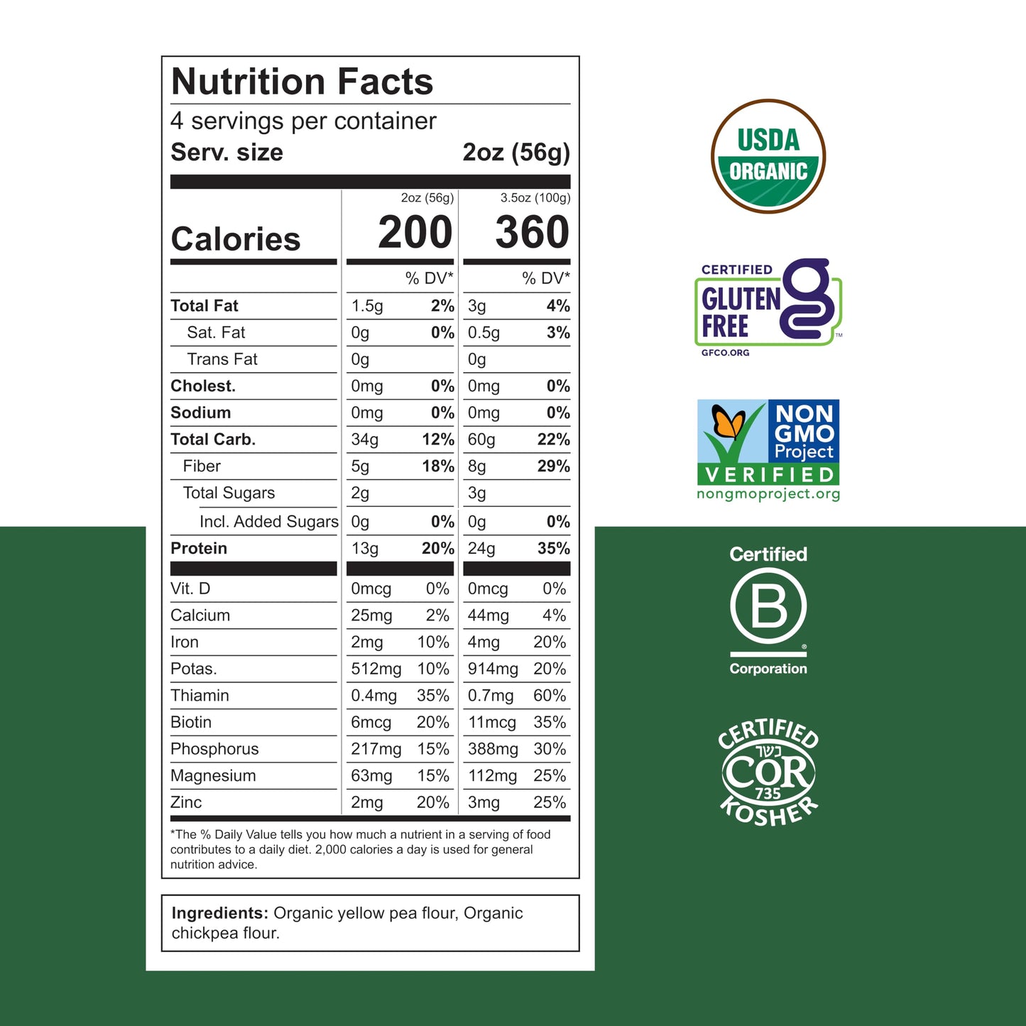 Chickapea Organic Chickpea Pasta - Spirals - 8 oz (Pack of 6)