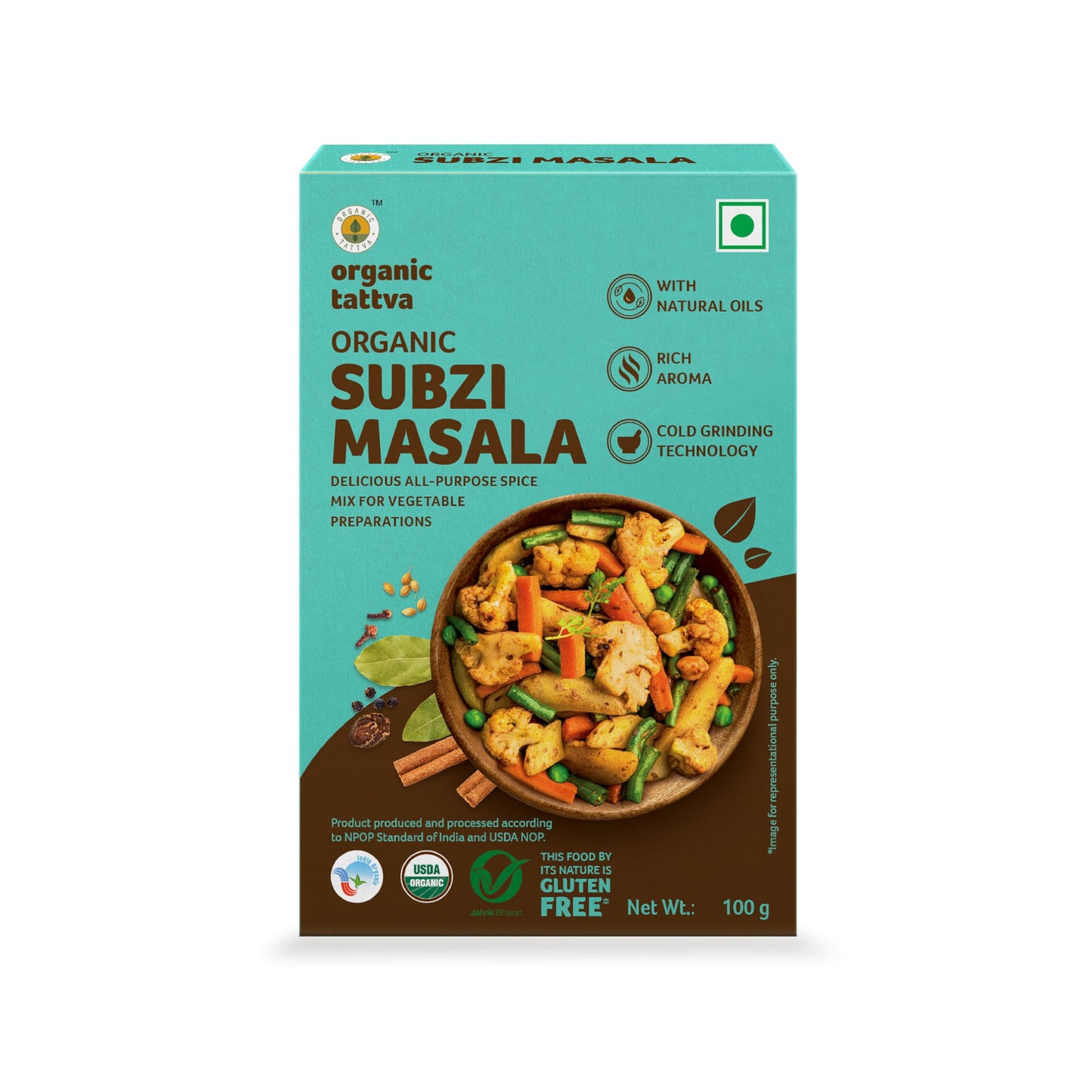 Organic Tattva, Organic Subzi Masala Powder - 100 Gram | Naturally Processed, No Artificial Additives And No Preservatives