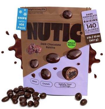 Nutic Gourmet Dark Chocolate Covered Raisins, 2 lb Bulk Bag Candy Snacks