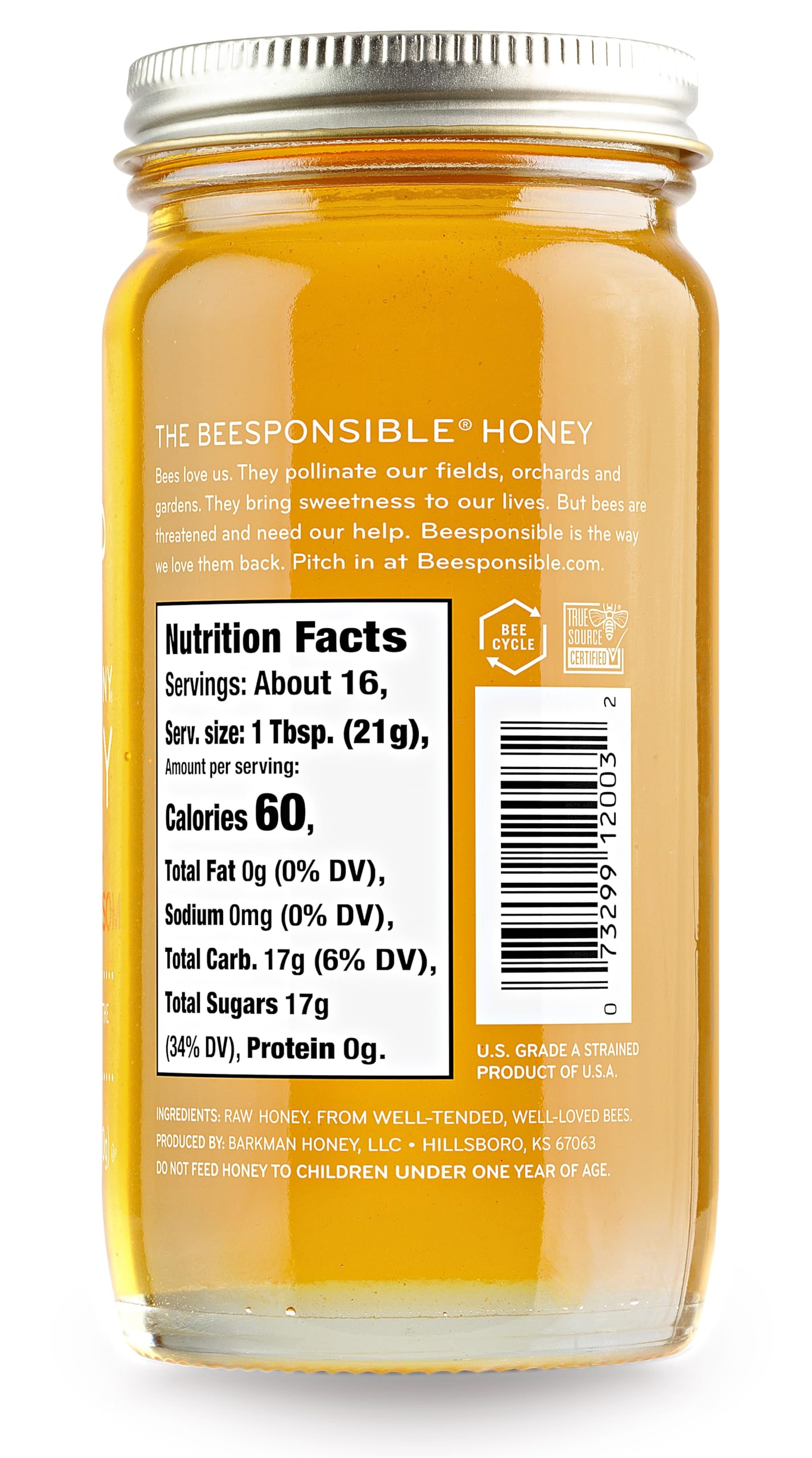 Bee Harmony American Raw Orange Blossom Honey, 12 Ounce