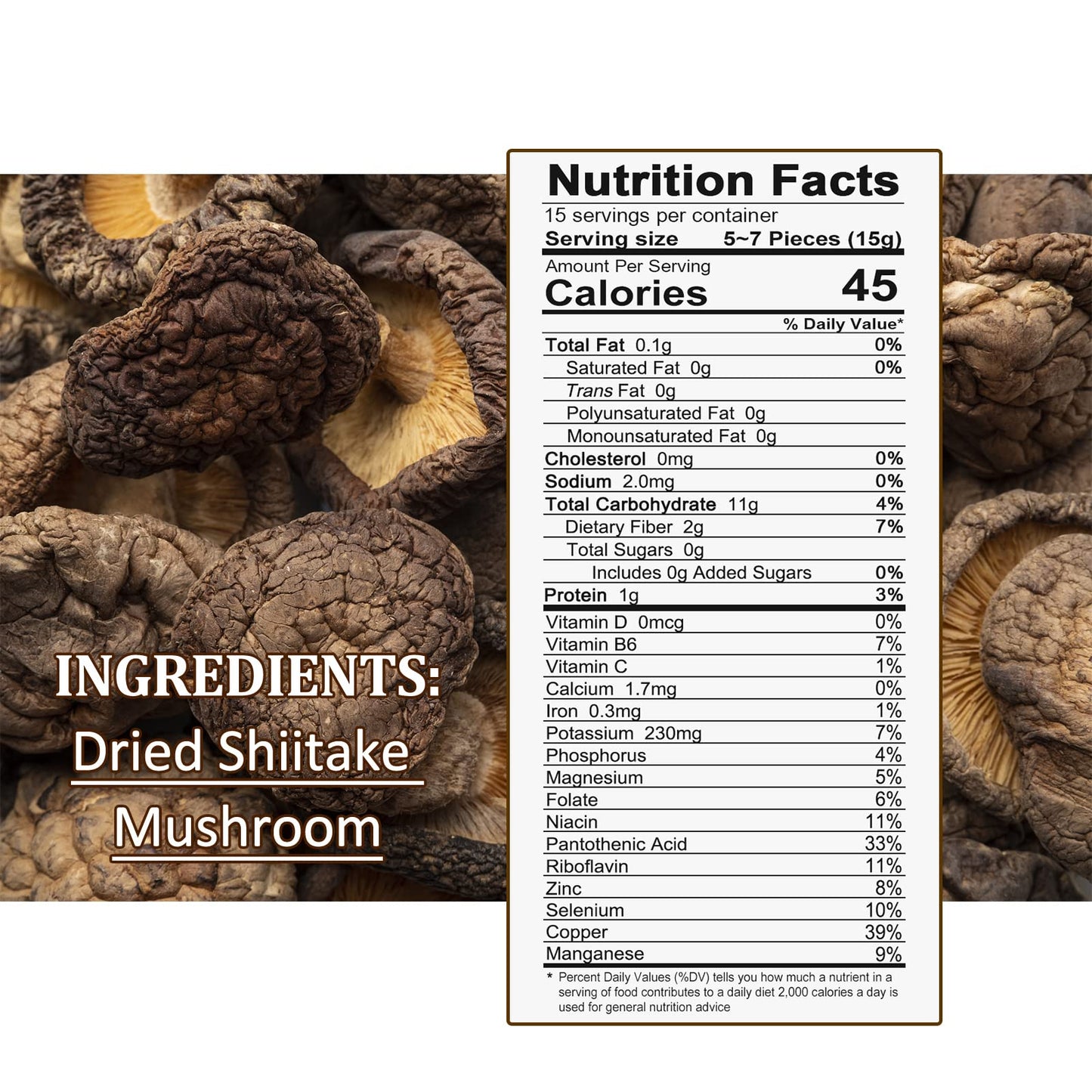 Zestful Foods Dried Shiitake Mushroom, Medium Size, 3-4 Cm, 8 Oz.