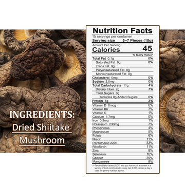 Zestful Foods Dried Shiitake Mushroom, Medium Size, 3-4 Cm, 8 Oz.