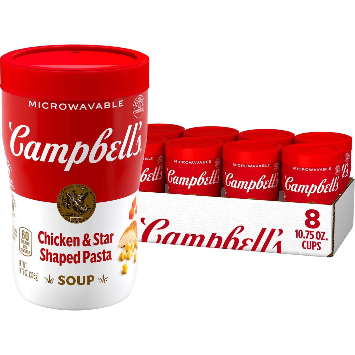 Campbells Sipping Soup, Chicken Soup With Star-Shaped Pasta, 10.75 oz Microwavable Cup (Pack of 8)