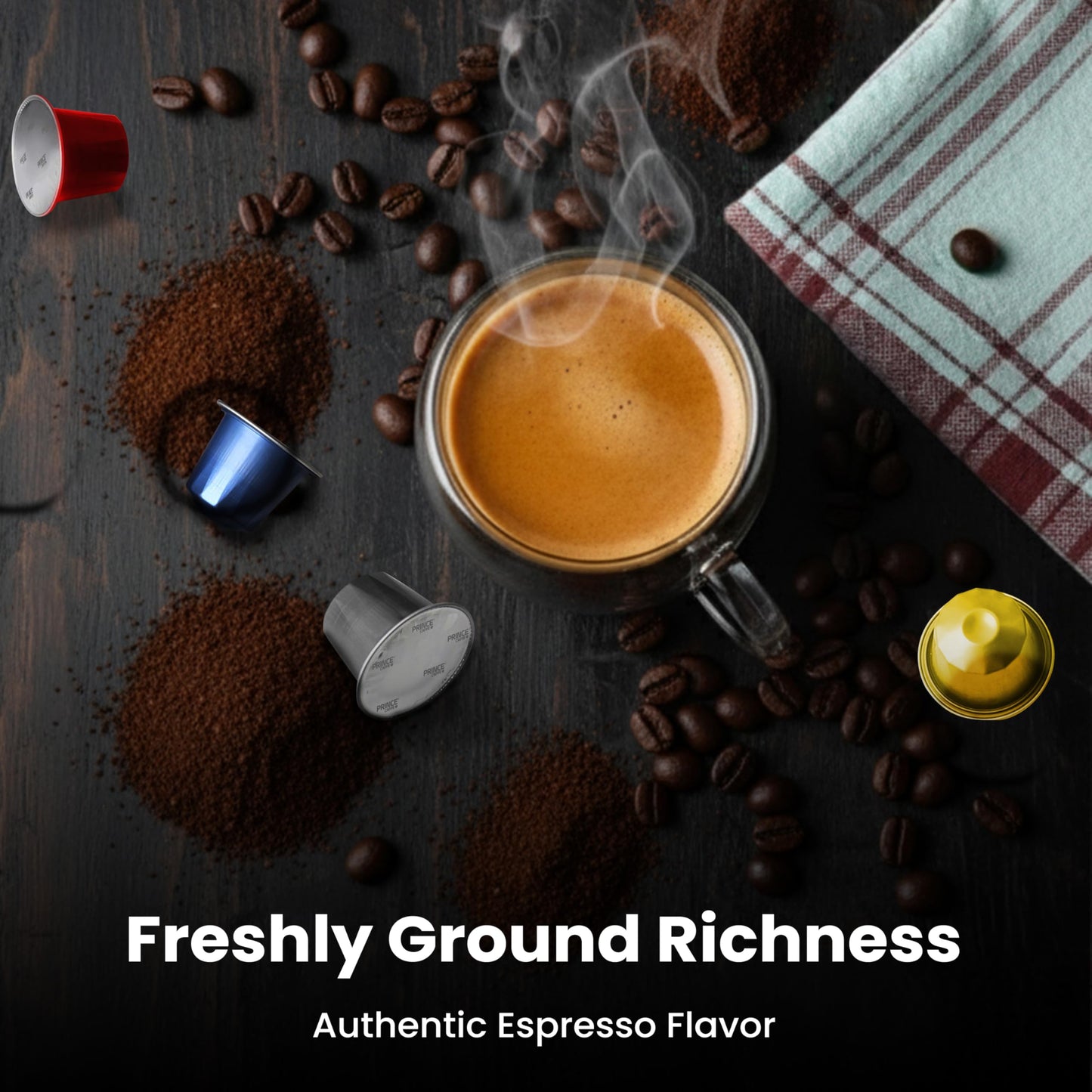 Prince Caffe Espresso Pods Variety Pack Compatible with Nespresso Original Line Machines - Espresso  Ristretto  Millennium & enhanced - Intensity 7 8 9 10  40 Count (4 x 10 Capsules)