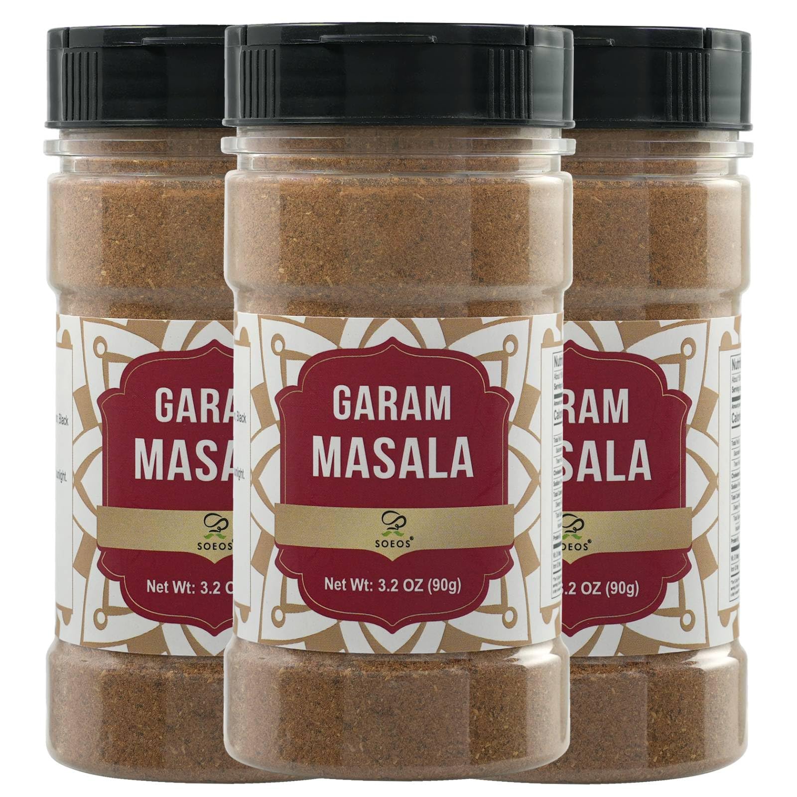 Soeos Garam Masala  3.2 oz (Pack of 3)  Garam Masala Spice Powder  All Natural  Vegan  No Colors  Kosher  Indian 8-Spice Blend  Masala Seasoning
