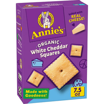 Annies Organic White Cheddar Squares Baked Snack Crackers, 7.5 Oz