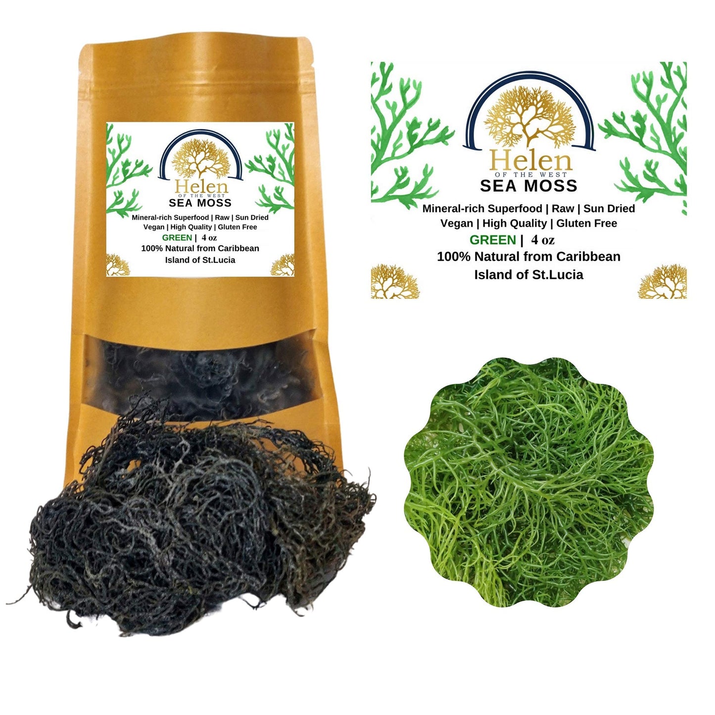 Helen of the West Wildcrafted Sea Moss - 100% Natural Irish Moss, 4oz, Purple, No Preservatives, Mineral-Rich Superfood