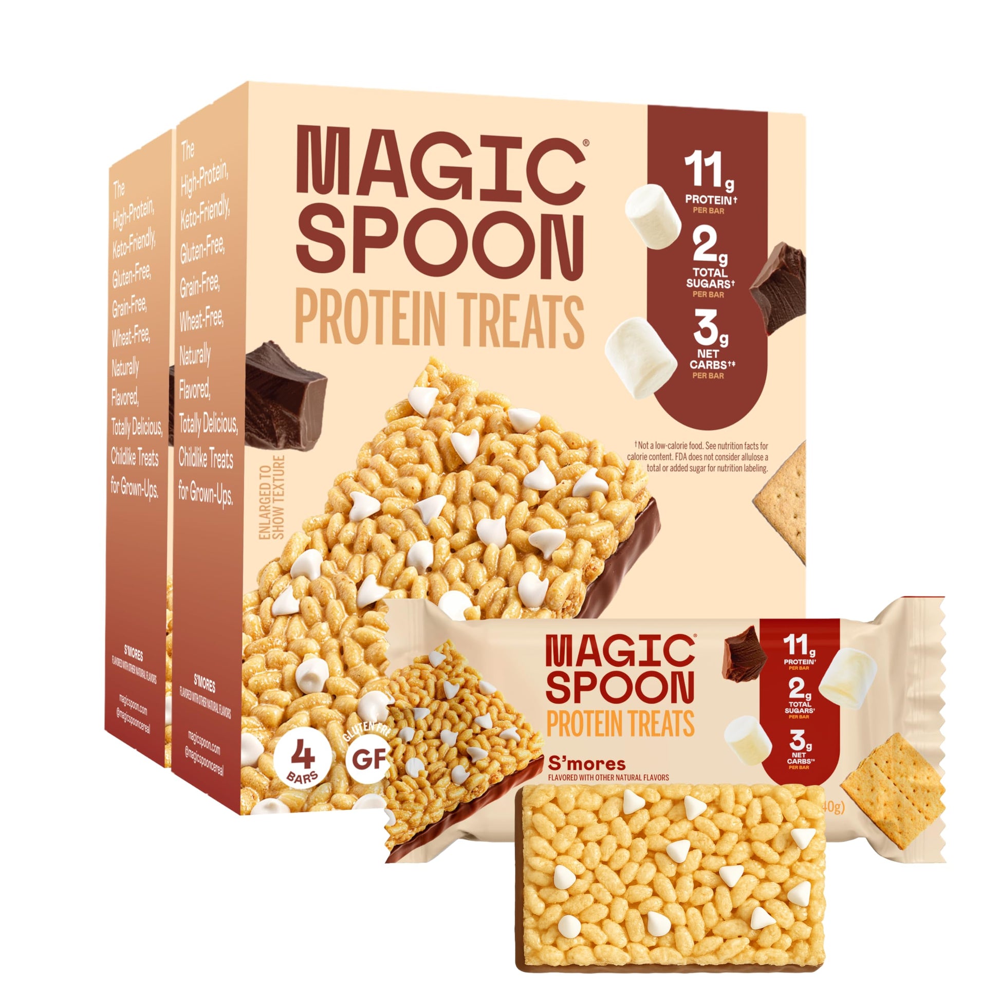 Magic Spoon Crispy Protein Bar Cereal - High Protein, Low Carb, Keto Friendly, Smores, 1 Count (Pack of 2)