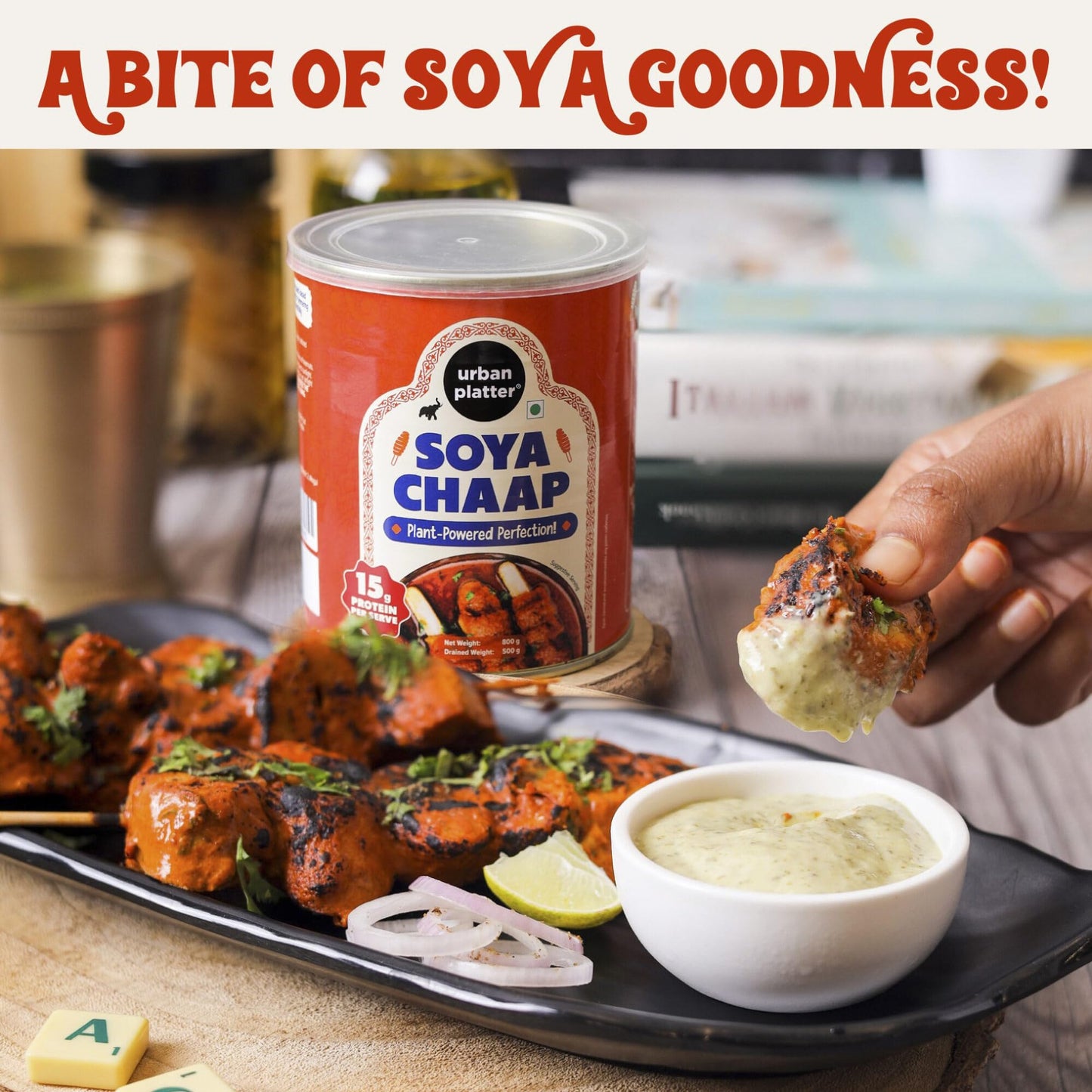 Urban Platter Vegan, Chunks On Stick Soya Chaap In Brine (800 To 500 G)