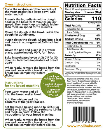 Molibake Multigrain Bread Mix – All-Natural, Pack of 4