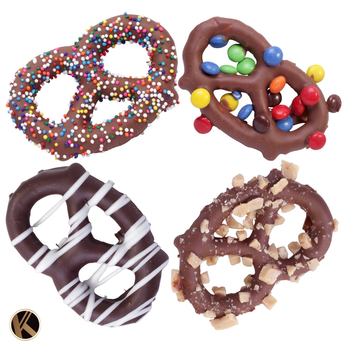 Kremery Creamy Chocolate Cravings - Fathers Day, Chocolate Covered Pretzel Twists Gift Basket, In Sectional Gift Box (12 Pretzel