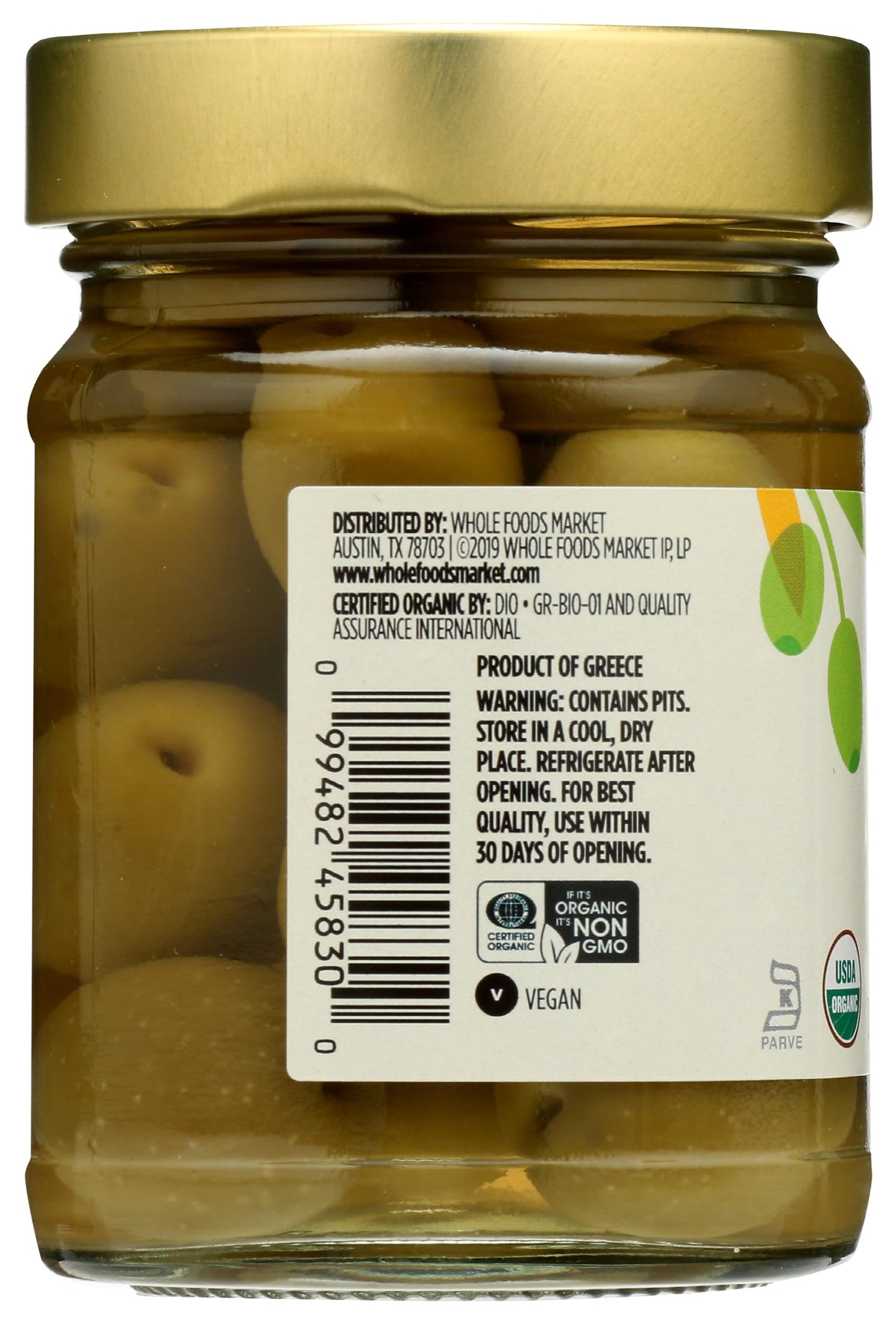 365 By Whole Foods Market, Olives Green Organic, 4.6 Ounce
