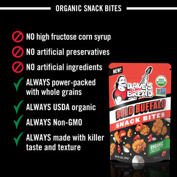 Daves Killer Bread Bold Buffalo Organic Snack Bites, Buffalo Flavored Organic Snacks, 7.2 oz