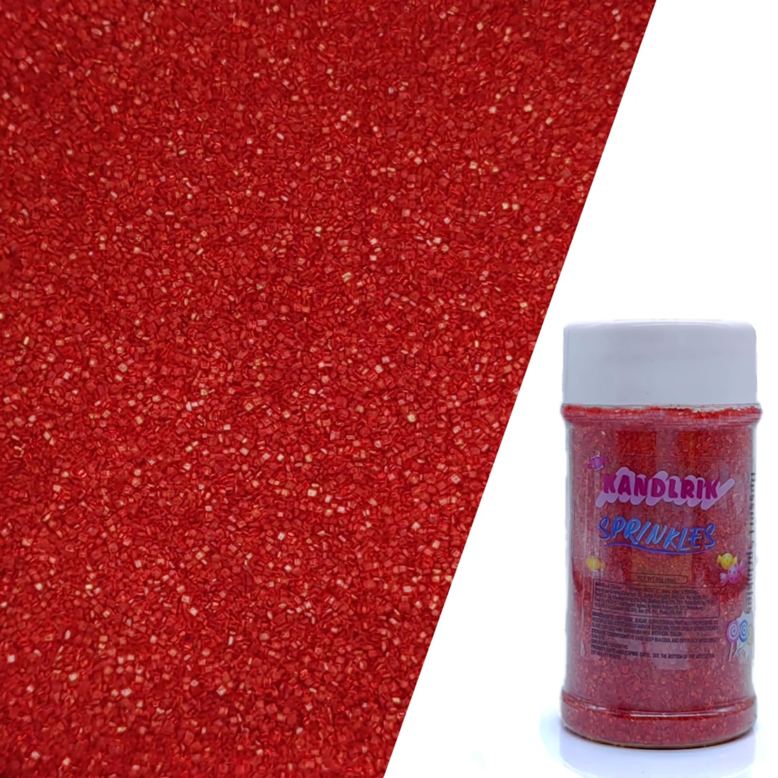 Edible Sanding Sugar Sprinkles for Cookie Decorating, Sugar Sprinkle Mix For Celebration Cakes, Cupcakes, Cookies, 3OZ (Red)