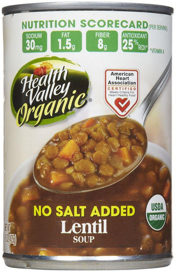 Health Valley Organic Lentil Soup, No Salt, 15 oz