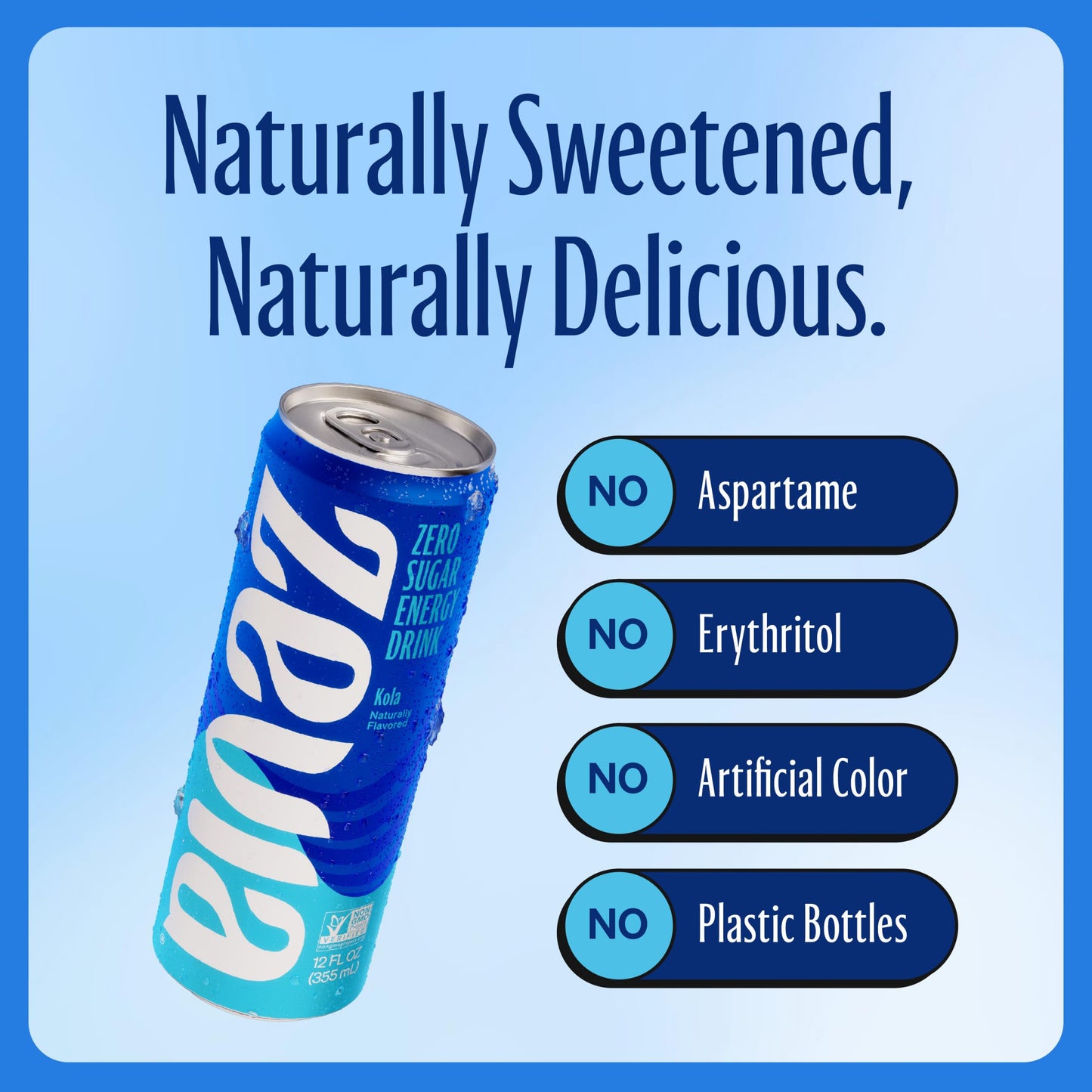 Zevia Zero Sugar Energy Drink, Kola, Vegan Friendly, Kosher, Gluten Free & Non-GMO, 12 Fluid Ounce (Pack of 12)