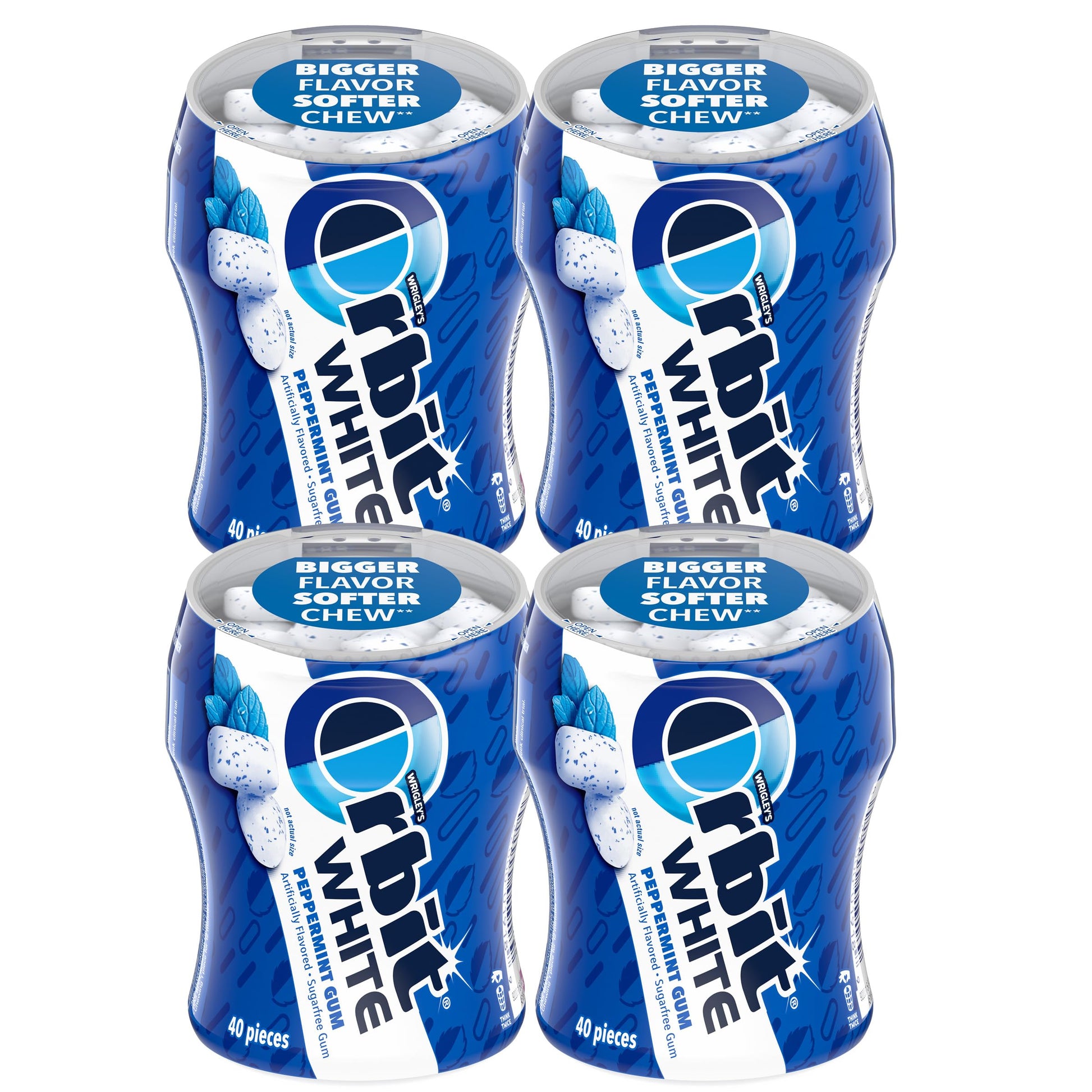 Orbit Gum White Peppermint Gum  40 Piece Bottle (Pack of 4)  Sugar Free Chewing Gum