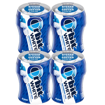 Orbit Gum White Peppermint Gum  40 Piece Bottle (Pack of 4)  Sugar Free Chewing Gum