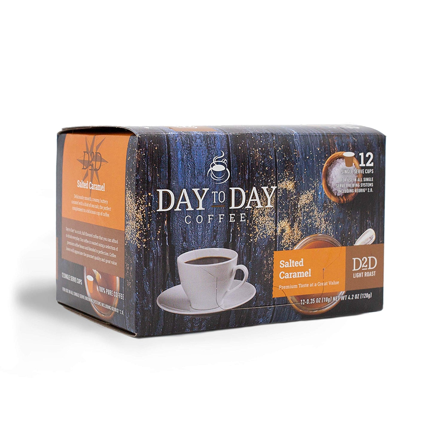 Day To Day 12-Count Salted Caramel  Light Roast Single Serve Coffee Pods For K-Cup Keurig Beverage Makers