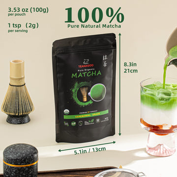 Teanagoo Matcha Powder Ceremonial Grade, Premium Green Tea For Latte/Breakfast Beverage/Daily Green Tea, Usda Organic Ceremony M