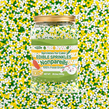 Edible Easter Nonpareils Sprinkles, Food Grade, 800g, Cupcake Decorations & Cake Topper, Donut, Ice Cream, Wedding Party Valenti