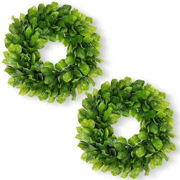 Ddhs 11 Inch Small Boxwood Wreath For Front Doors  2 Packs Artificial Mini Green Wreath Weatherproof  Spring Summer Indoor Outdoor Wreaths For Wall Window Table Wedding Home Decor Party Farmhouse