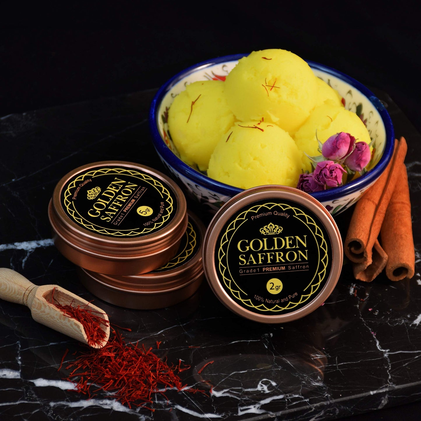 GOLDEN SAFFRON All Red Threads - Finest Pure Premium Saffron, Grade A+ Super Negin, Non-GMO, 0.17 Ounce for Tea, Rice, Desserts