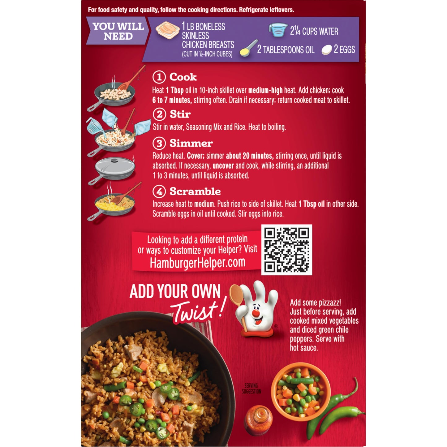 Chicken Helper Chicken Fried Rice, 7.0 Ounces, 12 Per Case