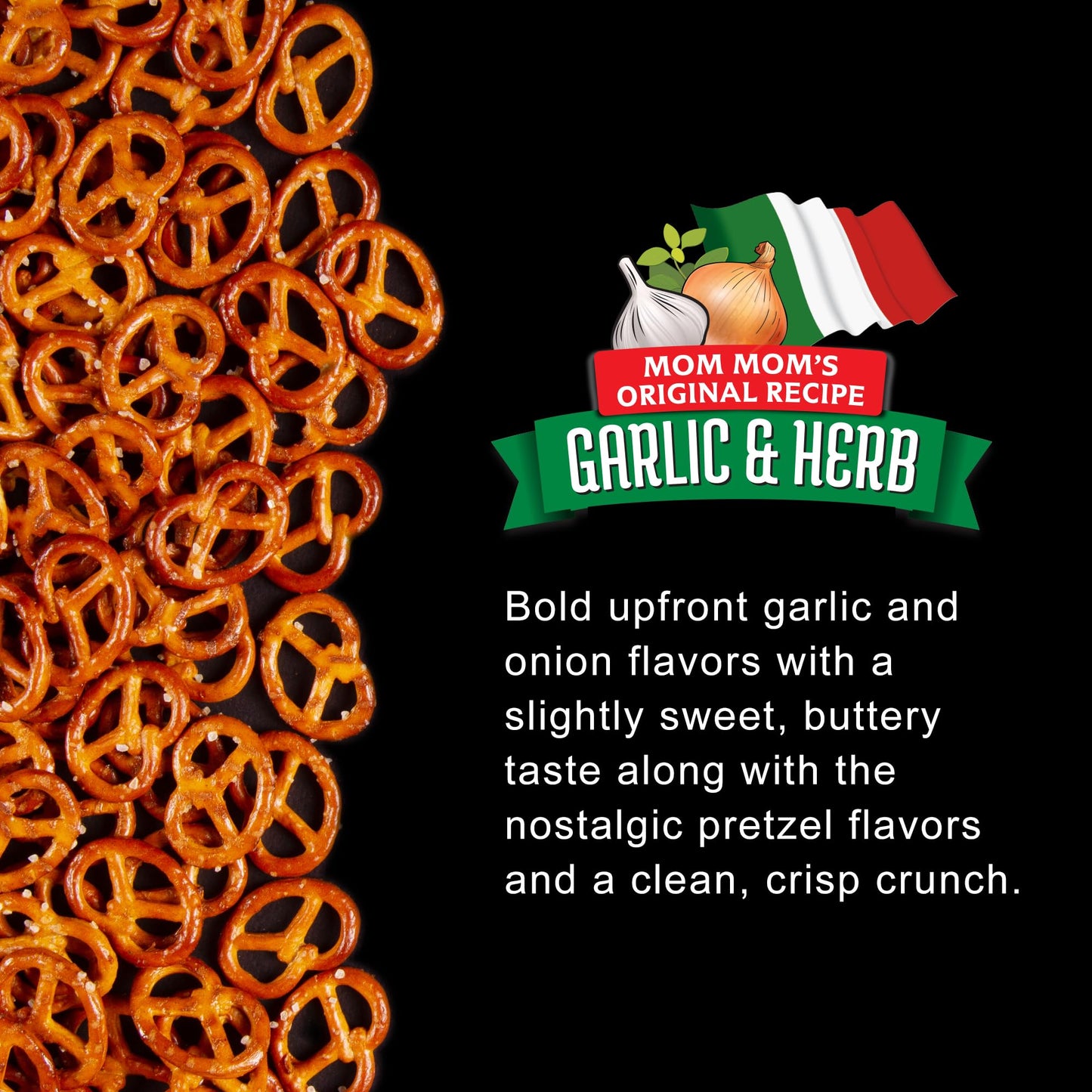 Knotty Pretzels “The Official Pretzel Of Malt-Inspired” 7.5 Oz Individual Seasoned Pretzels In Resealable Pretzel Snack Bags, The Perfect Pairing For Malt-Inspired, Savory Italian Flavor (6-Pack)
