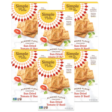 Simple Mills Almond Flour ers  Sundried Tomato & Basil - Gluten Free  Vegan  Healthy Snacks  Plant Based  4.25 Ounce (Pack of 6)