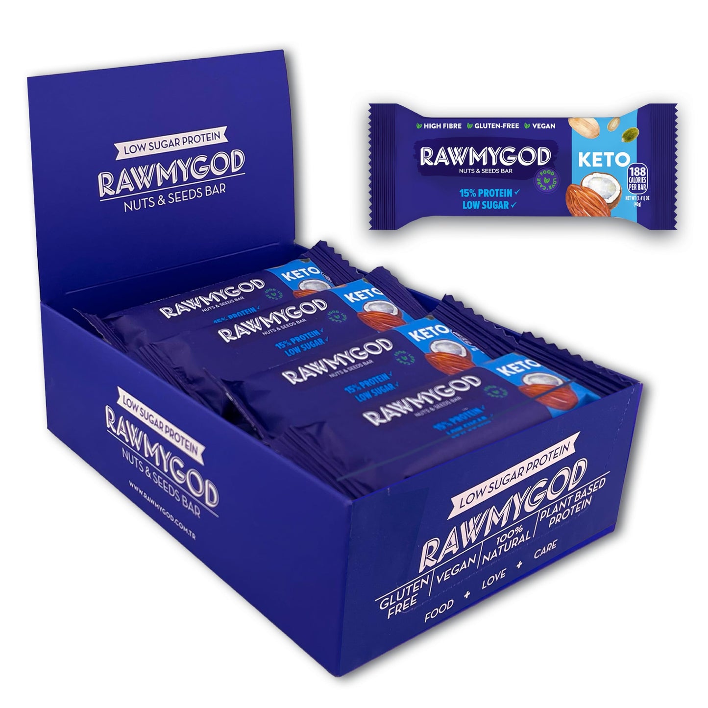 RAWMYGOD Fruit and Nut Bars, Gluten Free, Vegan, No Added Sugar, Pack of 12