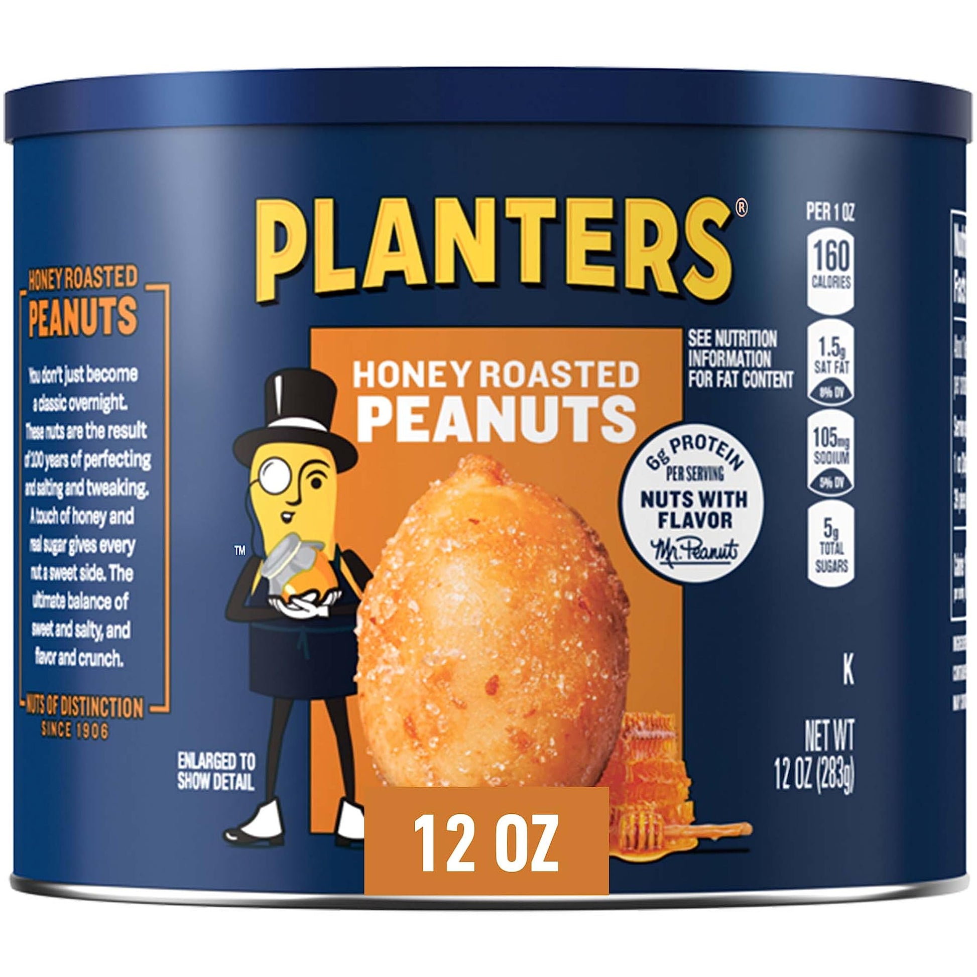 PLANTERS Honey Roasted Peanuts, 12 oz Jars, Pack of 12