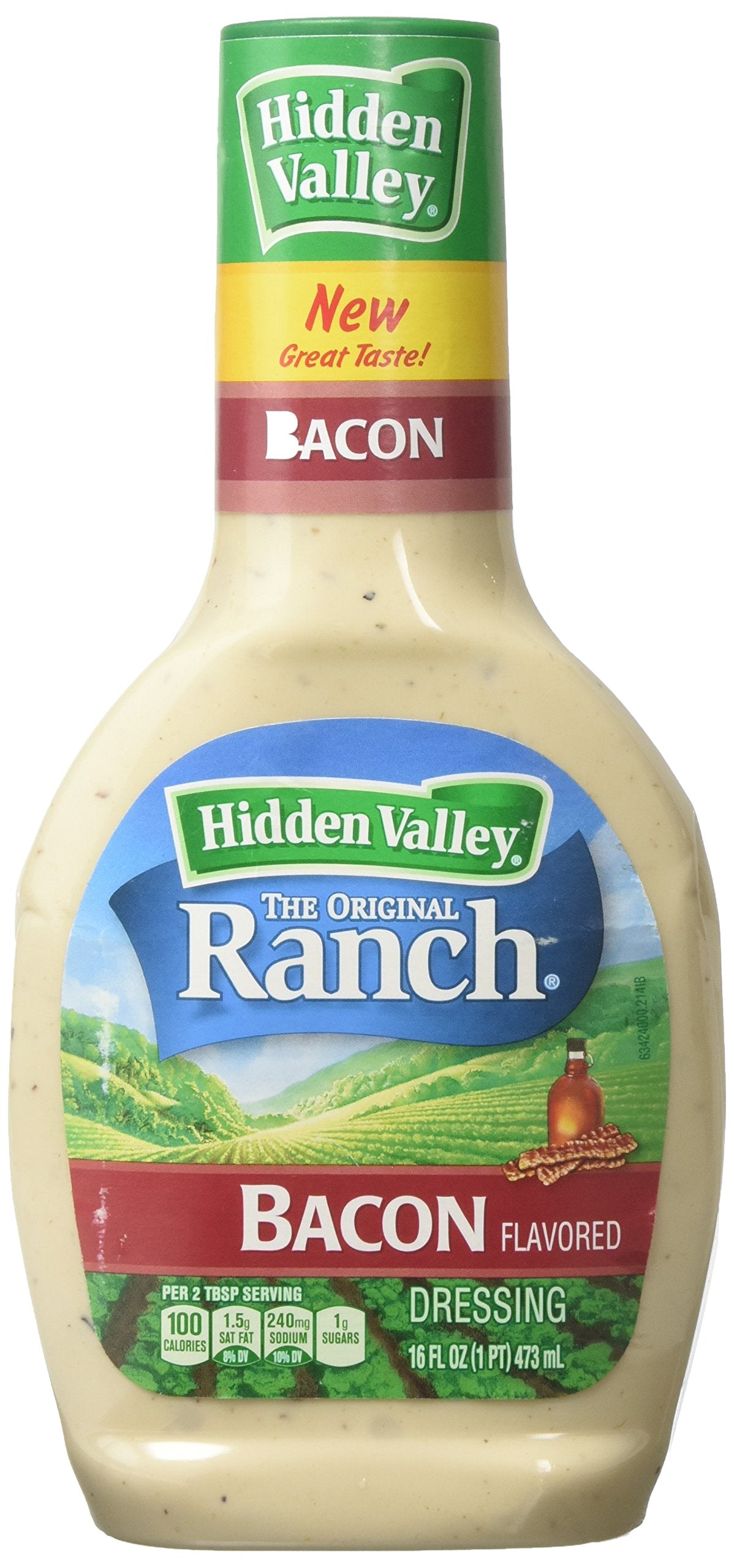Hidden Valley Bacon Ranch Salad Dressing & Topping, Gluten Free - 16 Ounce Bottle (Package May Vary)