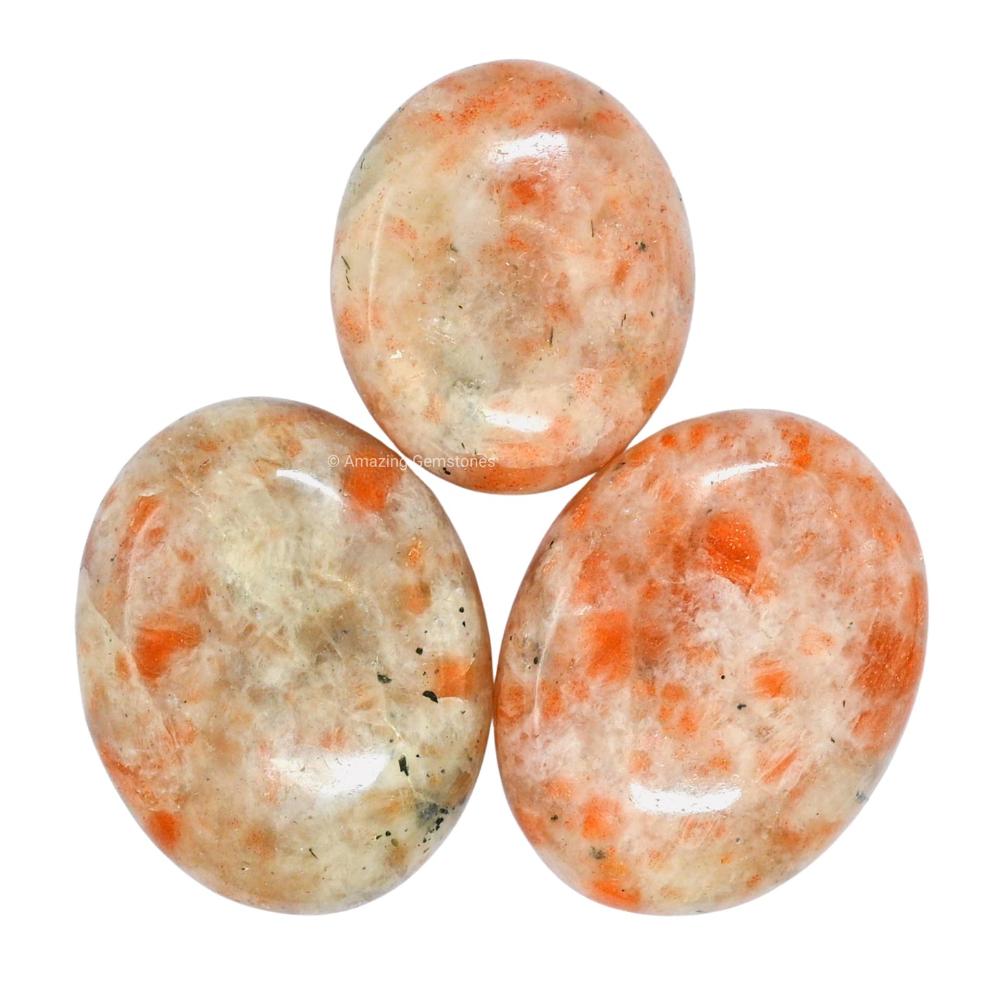 Amazing Gemstone Sunstone Palm Stone - Hot Massage Worry Stone For Natural Body Chakra Balancing, Reiki Healing And Crystal Grid