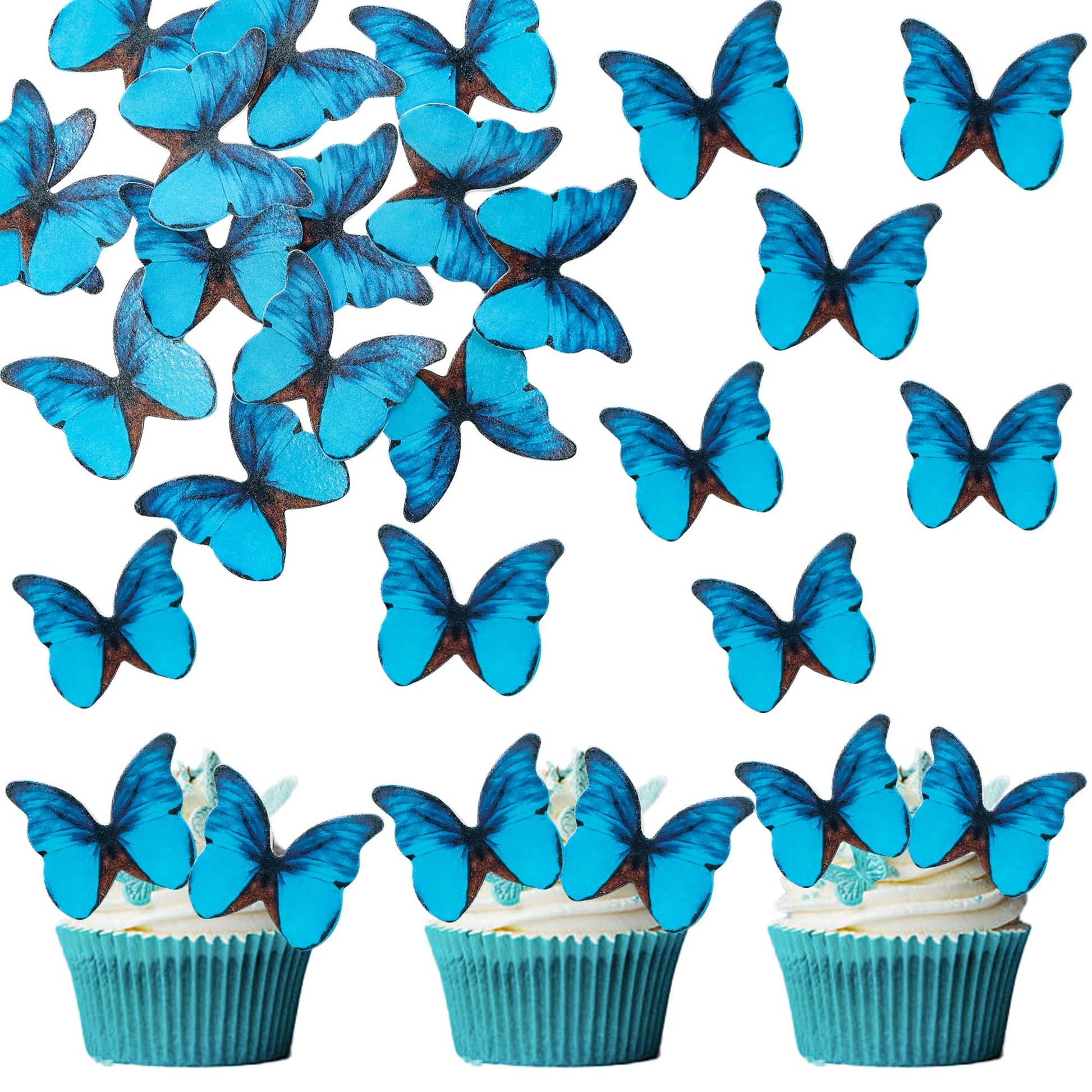 Ephlyn 48Pcs Edible 3D Cute Butterfly Cupcake Toppers for Baby Shower, Bridal Shower, Boys Girls Birthday Party Cake Decorations