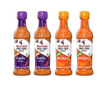 Nando's PERi-PERi Signature Hot Sauce Pack - Our Flavorful Medium Sauce and Garlic Sauce Bundle - Piri Piri Sauce Set 9.1oz Bott