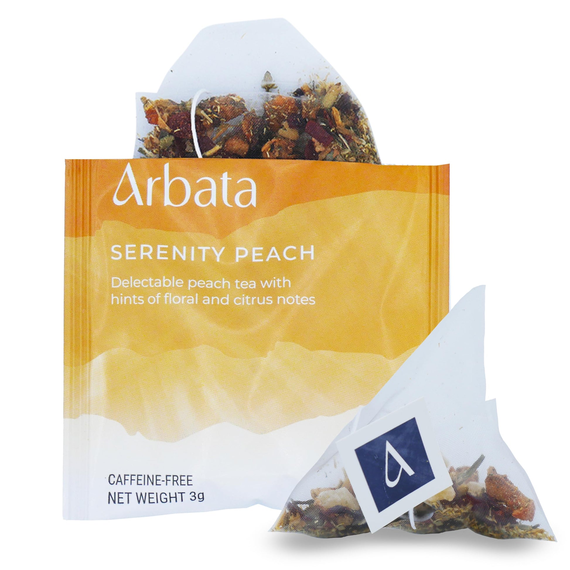 Arbata Peach Tea - Decaf Herbal Tea, 12 Pyramid Bags, Naturally Flavored, Caffeine Free, Notes of Citrus, Apple, Pineapple