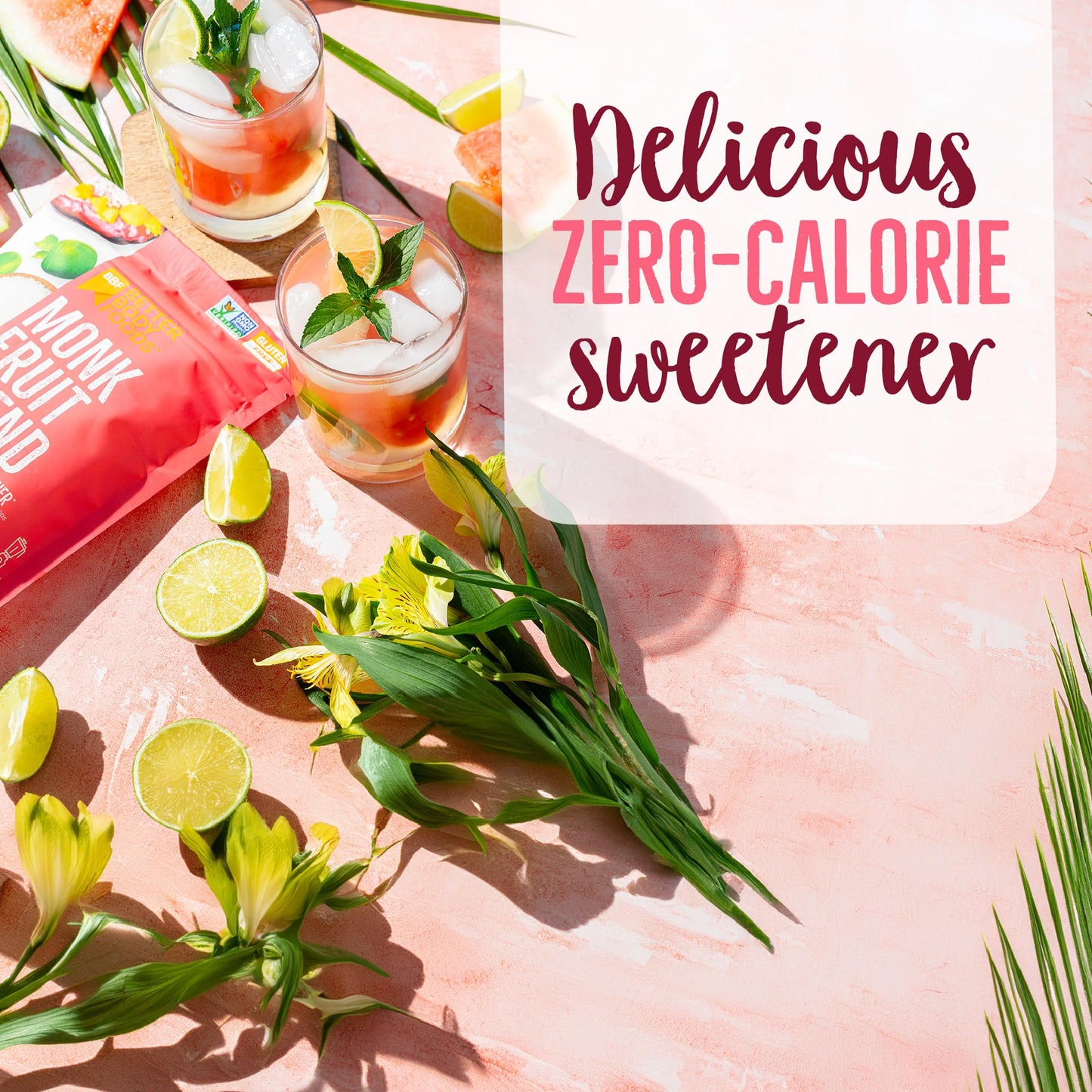 BetterBody Foods Monk Fruit Sweetener Blend, Raw Cane Sugar Substitute, Zero Calorie, Keto Diet Friendly, Zero Net Carbs, Zero G