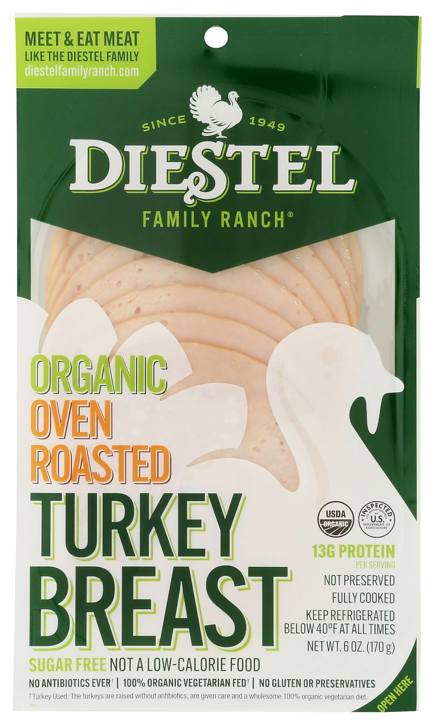 Diestel Turkey, Organic Sliced Oven Roast Breast, 6 oz