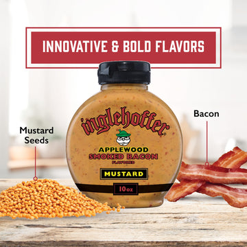 INGLEHOFFER Applewood Smoked Bacon Mustard, 10 oz Squeeze Bottle, Ideal for Grilling and Dipping